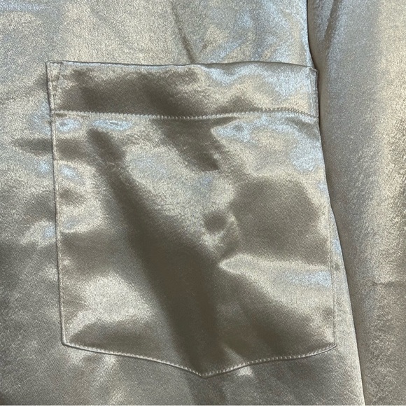 NWT Free People Women’s Satin Button Down Shirt Large Sand Beige Long Sleeve - Picture 4 of 8